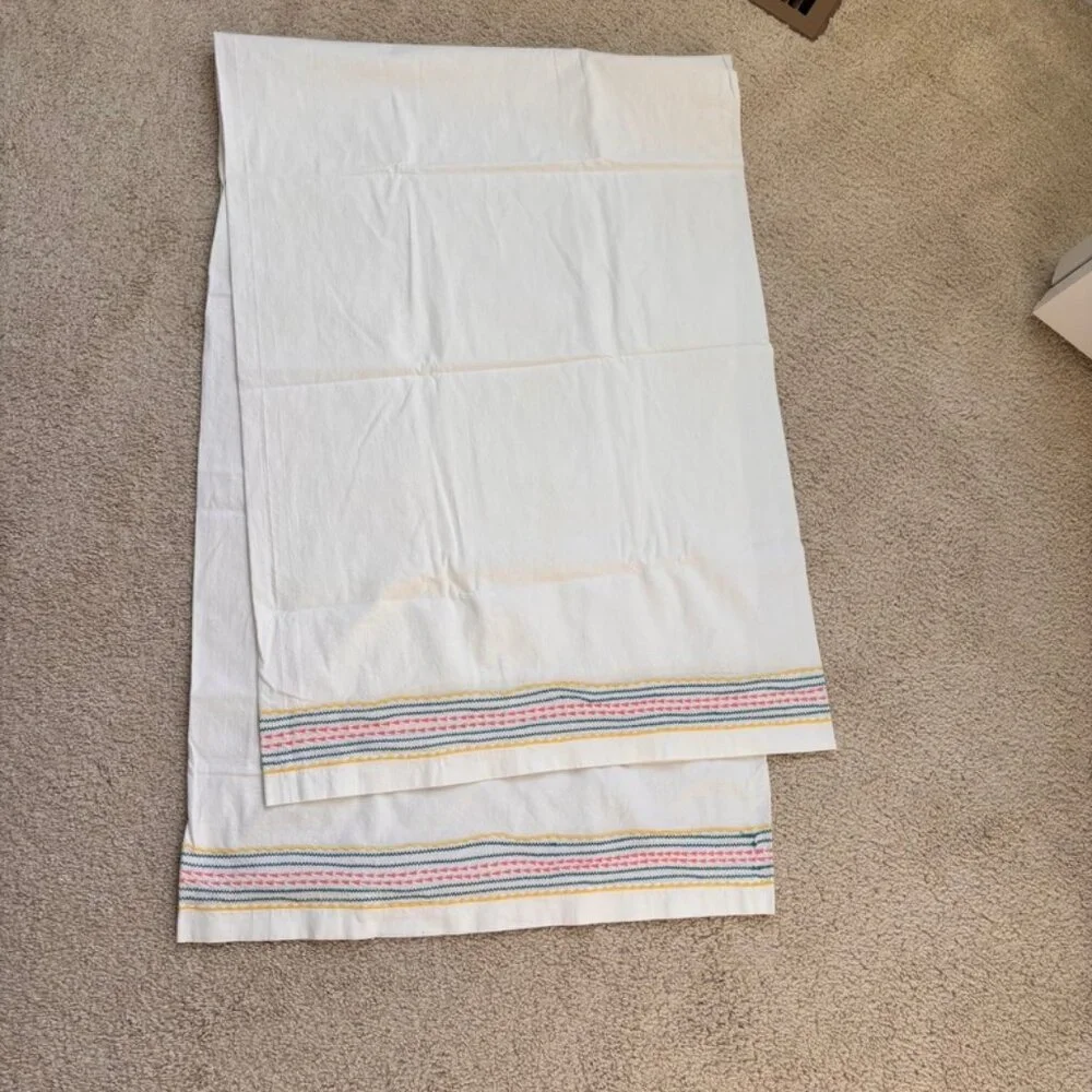 Vintage Stripe Embroidered Pillowcase Tube to finish